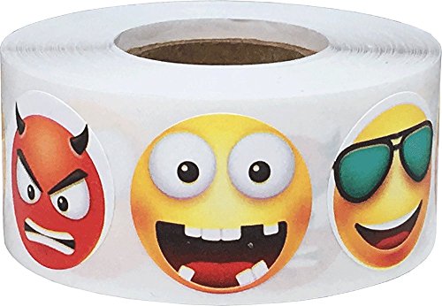 Mensajería Emoji Pegatinas de Cara Feliz, 25 mm 1 Pulgadas Etiquetas Circulares Divertidas 500 Paquete