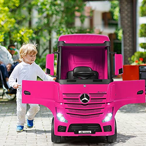 Mercedes Actros 12v - Rosa - Camión eléctrico para niños y niñas con batería 12v y Mando para Padres