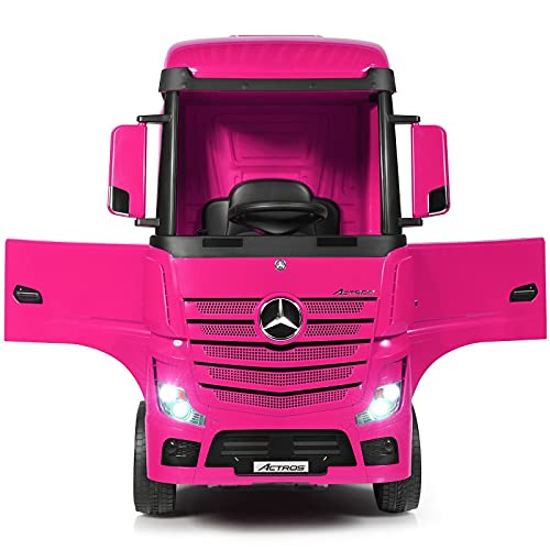 Mercedes Actros 12v - Rosa - Camión eléctrico para niños y niñas con batería 12v y Mando para Padres