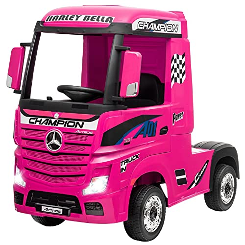 Mercedes Actros 12v - Rosa - Camión eléctrico para niños y niñas con batería 12v y Mando para Padres