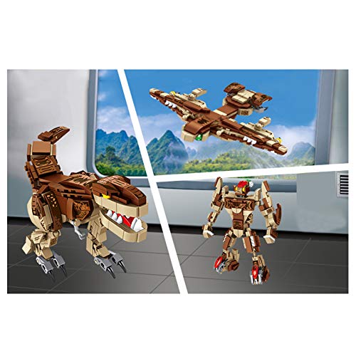 MERK Kit de construcción de dinosaurios, 4 en 1 dinosaurios Pterodáctilo, Velociraptor, Tyrannosaurus, Triceratops, Compatible con LEGO Dinosaurs