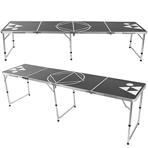 Mesa de Ping Pong Plegable, Mesa Plegable de Ping Pong, Juego de Cerveza, Mesa de Tenis de Mesa con Asa, Mesa de Camping, Marco de Metal para Fiestas en Casa, Barbacoas, Puertas Traseras 240x60x70cm