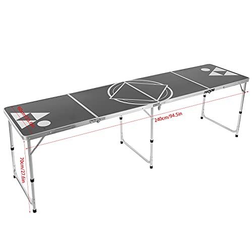 Mesa de Ping Pong Plegable, Mesa Plegable de Ping Pong, Juego de Cerveza, Mesa de Tenis de Mesa con Asa, Mesa de Camping, Marco de Metal para Fiestas en Casa, Barbacoas, Puertas Traseras 240x60x70cm