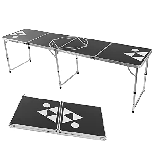 Mesa de Ping Pong Plegable, Mesa Plegable de Ping Pong, Juego de Cerveza, Mesa de Tenis de Mesa con Asa, Mesa de Camping, Marco de Metal para Fiestas en Casa, Barbacoas, Puertas Traseras 240x60x70cm