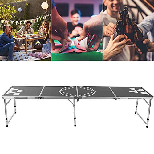 Mesa de Ping Pong Plegable, Mesa Plegable de Ping Pong, Juego de Cerveza, Mesa de Tenis de Mesa con Asa, Mesa de Camping, Marco de Metal para Fiestas en Casa, Barbacoas, Puertas Traseras 240x60x70cm