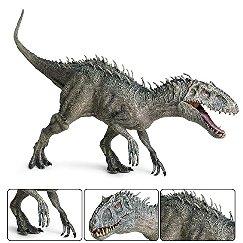 MeterBew1147 Jurassic Indominus Rex Figuras de acción Boca Abierta Savage Tyrannosaurus Dinossauro World Animals Modelo de Juguete para niños Regalo - Gris