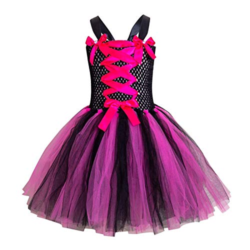 MFFACAI Disfraz Infantil de Maléfica Bruja Vampiresa Payaso Niña Princesa Vestido con Devil Horns Tutú Tul Ropa de Fiesta Actuación Halloween Fancy Cosplay Costume Carnaval Party Alice Band Disfraces