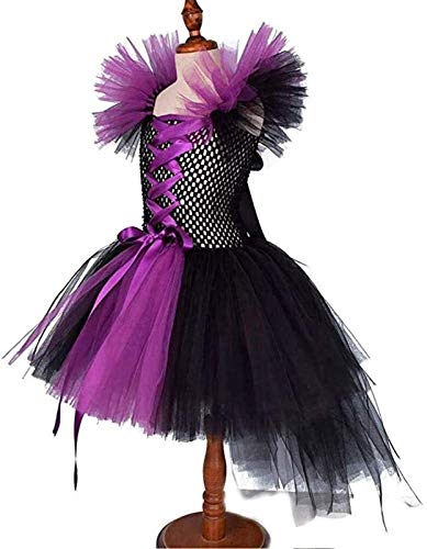 MFFACAI Disfraz Infantil de Maléfica Bruja Vampiresa Payaso Niña Princesa Vestido con Devil Horns Tutú Tul Ropa de Fiesta Actuación Halloween Fancy Cosplay Costume Carnaval Party Alice Band Disfraces