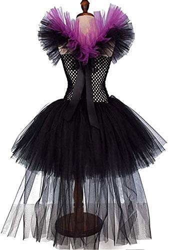 MFFACAI Disfraz Infantil de Maléfica Bruja Vampiresa Payaso Niña Princesa Vestido con Devil Horns Tutú Tul Ropa de Fiesta Actuación Halloween Fancy Cosplay Costume Carnaval Party Alice Band Disfraces