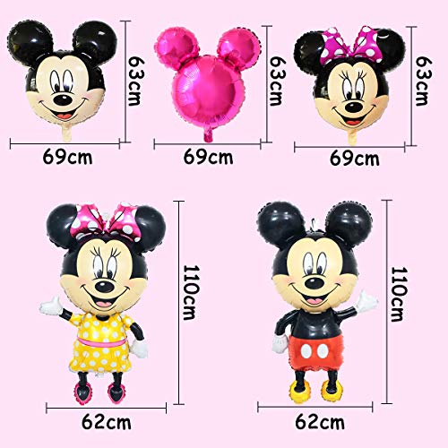 Mickey Themed Decoraciones de Fiesta, Mickey Party Globos Artículos de Fiesta de Mickey y Minnie para Fiestas de Cumpleaños Decoraciones (Rosa Roja)