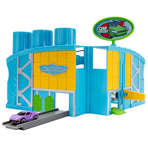 Micro Machines Core Playset, estación de Lavado de Autos - Ampliable y conectable a Otros Juegos MM, Incluye un vehículo Exclusivo - Colecciónalos Todos