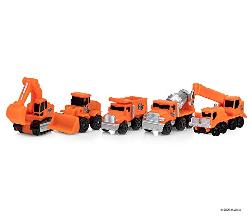 Micro Machines MMW0021 Paquete de Equipo de construcción, Cuenta con 5 Coches de Juguete temáticos correspondientes de Escena Altamente coleccionables – vehículos pequeños, Gran Mundo, Naranja