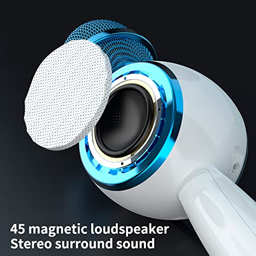 Micrófono Karaoke Bluetooth 4 en 1 con Luces Multicolor | Micro Inalámbrico Función Altavoz Bluetooth Portátil con Cable USB Regalo para Jóvenes Niños Niña Infantil