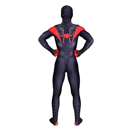 Miles de superhéroes Morales Cosplay Costume Spiderman Fancy Dress Tights 3D Imprimir Lycra Spandex Zentai Body Body Halloween Party Onesies,Black-Men~XXXL(180~185cm)