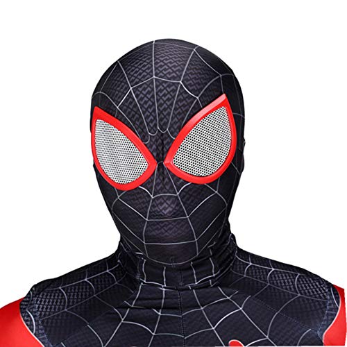 Miles de superhéroes Morales Cosplay Costume Spiderman Fancy Dress Tights 3D Imprimir Lycra Spandex Zentai Body Body Halloween Party Onesies,Black-Men~XXXL(180~185cm)