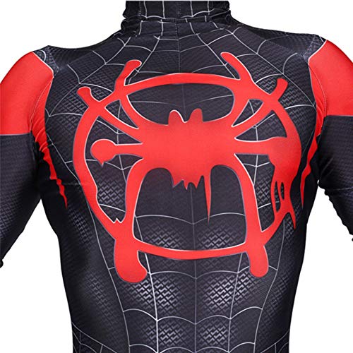 Miles de superhéroes Morales Cosplay Costume Spiderman Fancy Dress Tights 3D Imprimir Lycra Spandex Zentai Body Body Halloween Party Onesies,Black-Men~XXXL(180~185cm)