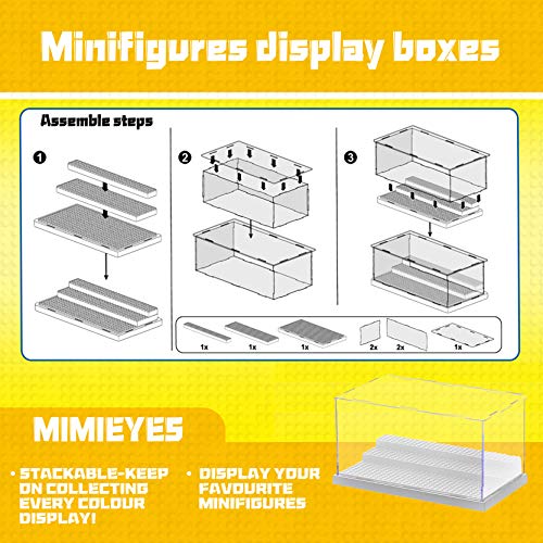 MIMIEYES Estuche de Muestra Caja de Presentación para Lego Minifigures Claro Escaparate A Prueba de Polvo 3 Pasos (Blanco)