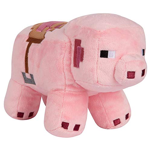 Minecraft 8741 Adventure Saddled Pig Juguete de Peluche, Rosa, 25,4 cm