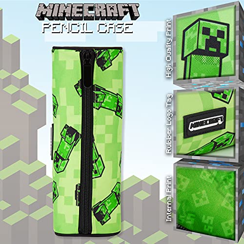 Minecraft Estuche Escolar, Material Escolar, Estuches Escolares 22 cm, Regalos Cumpleaños Niños Colegio (Verde)