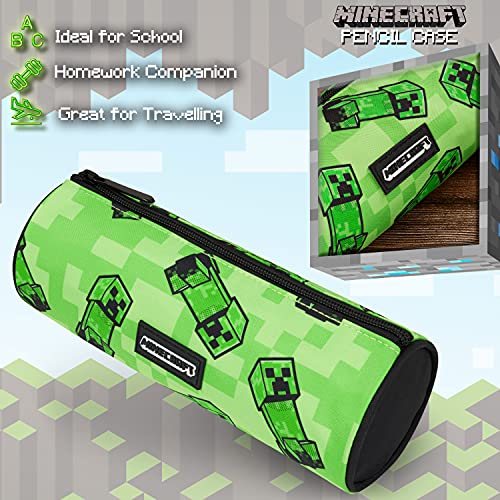 Minecraft Estuche Escolar, Material Escolar, Estuches Escolares 22 cm, Regalos Cumpleaños Niños Colegio (Verde)