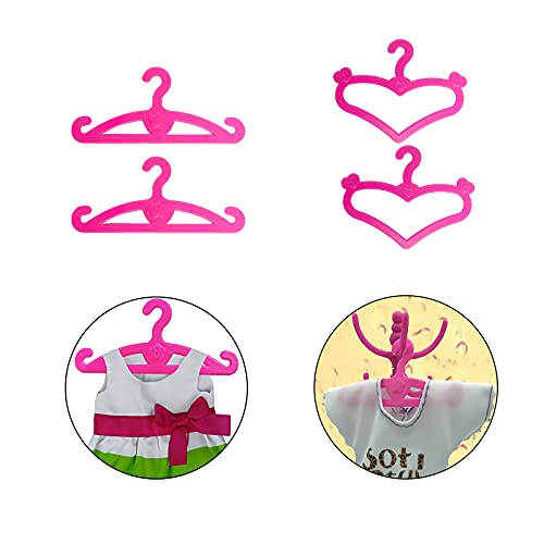 Mini Percha para Muñecas Rosa Percha de Plástico para Muñecas de Juguete Percha para Muñecas Portátil USA para Colgar Ropa de Muñecas Mezcla Aleatoria Y Combinación de Dos Estilos 200 Piezas