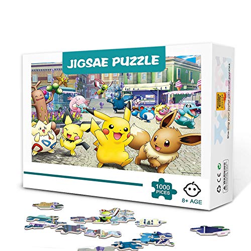 Mini Rompecabezas en Miniatura de 1000 Piezas para Adultos Familia Pokemon Cartón Puzzle Brain Ejercicio Desafío Juego de Alta dificultad Regalo para niños Niños 38 * 26cm