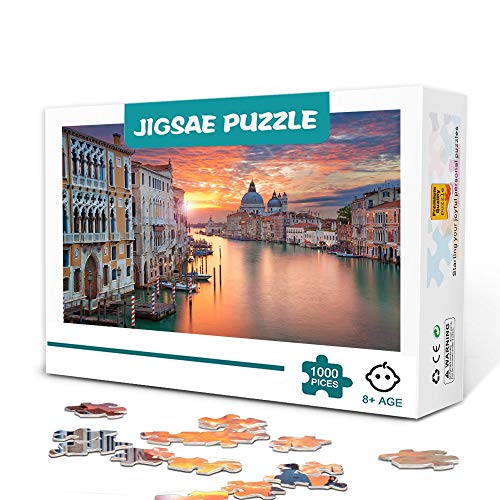 Mini Rompecabezas en Miniatura de 1000 Piezas para Adultos Venecia Cartón Puzzle Brain Ejercicio Desafío Juego de Alta dificultad Regalo para niños Niños 38 * 26cm