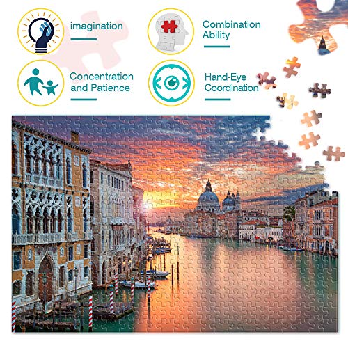 Mini Rompecabezas en Miniatura de 1000 Piezas para Adultos Venecia Cartón Puzzle Brain Ejercicio Desafío Juego de Alta dificultad Regalo para niños Niños 38 * 26cm