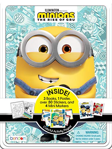 Minions the Rise of Gru Activity Tin with Coloring Book, Stickers, Markers, and Poster