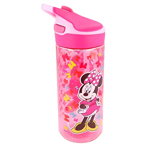 Minnie Mouse | Botella de Tritan Reutilizable para Niños | Cantimplora Reusable con Sistema Antigoteo y Pajita de Silicona - Facil Apertura con botón - Sin BPA - Capacidad: 620 ml