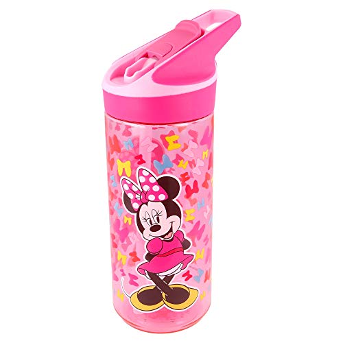 Minnie Mouse | Botella de Tritan Reutilizable para Niños | Cantimplora Reusable con Sistema Antigoteo y Pajita de Silicona - Facil Apertura con botón - Sin BPA - Capacidad: 620 ml