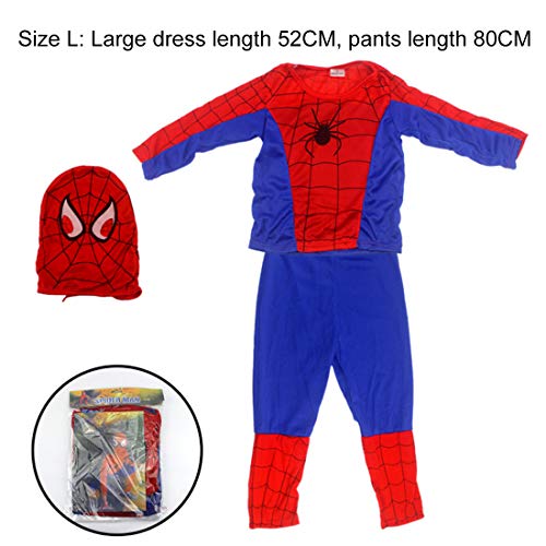 Miotlsy Disguise Superhéroe Spiderman Classic Disfraces Spiderman Gorra + pantalón + Saco - Traje Conjunto para Adultos Carnaval y Cosplay (Talla 100-150cm)