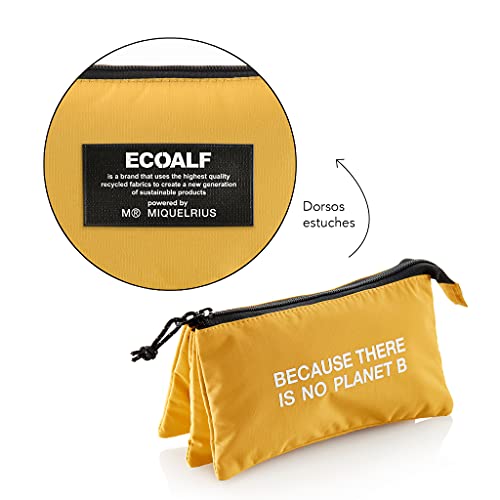 Miquelrius ECOALF - Estuche Triple, Portatodo Tres Compartimentos con Cremallera, Materiales Reciclados, color Mostaza