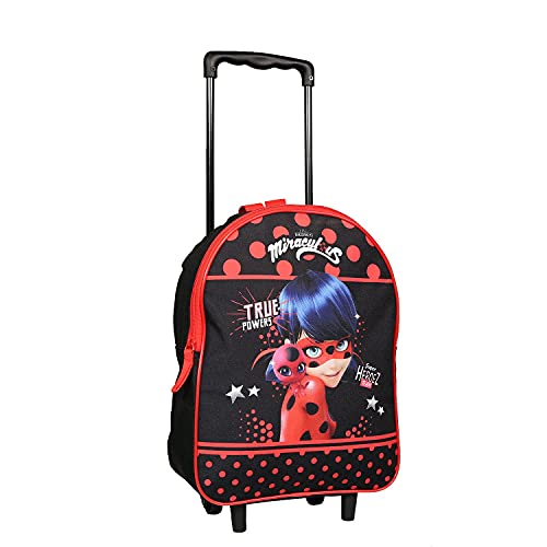 Miraculous / Ladybug 31cm Rolling Backpack Negro y Rojo Bagtrotter