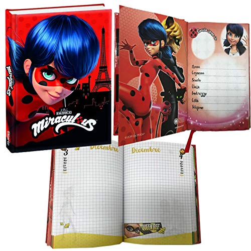 Miraculous LadyBug – Agenda escolar sin fecha – Colección escolar 2019 – 20, tamaño 18,5 x 13,5 cm aprox.