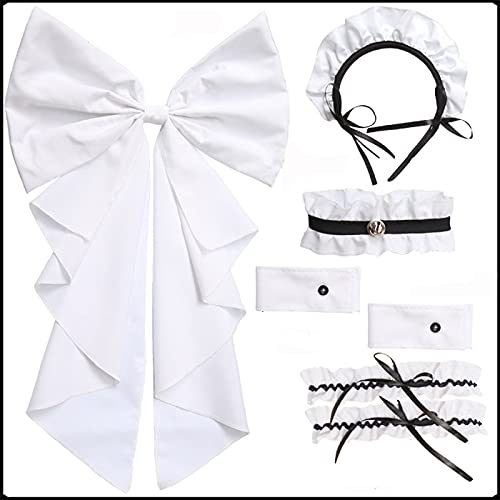 MLYWD 8PCS Game Miracle Nikki Novedad Cosplay para disfraces de fiesta con accesorios Maid Delantal Vestido Trajes de falda lindos para mujeres sexy Regalo