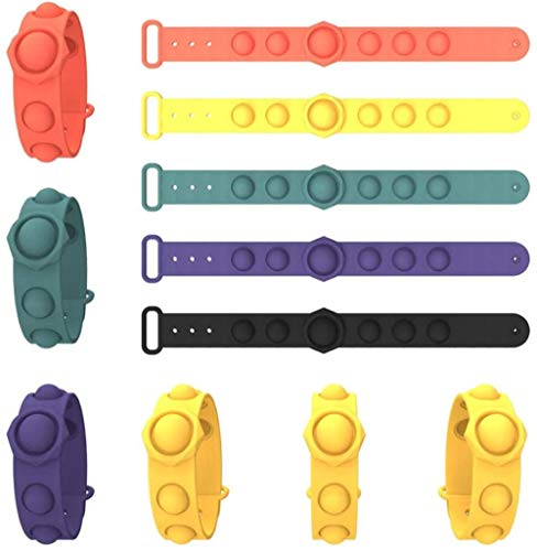 MMYY Juguete de la pulsera de la burbuja del alivio del estrés, pulsera del alivio del estrés anillo sensorialcadena dedescompresión push pop Fidget pulsera niños adultosalivio del estrés 5 piezas