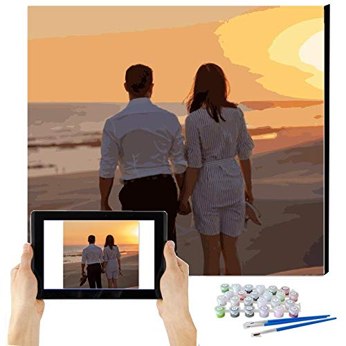 mnbhj Personalizados para Pintar por Números para Adultos，Pintura Al Óleo Personalizada Según Tus Fotos,Pintura Al Óleo DIY Kit para Principiantes,Regalos de Bricolaje（40*50CM，36 Coloress）