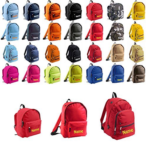 Mochila con nombre bordado personalizable, en diferentes tamaños (para niños y adultos), rojo, Klein