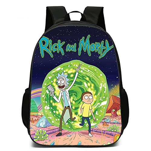 Mochila De Anime De Dibujos Animados, Mochila Escolar De Rick Morty Mochila para Portátil para Adolescentes Niños Niñas,B,14 in