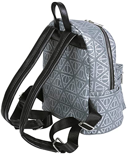 Mochila de cuero de color caqui con dibujo plateado de las reliquias de la Muerte Harry Potter Talla única