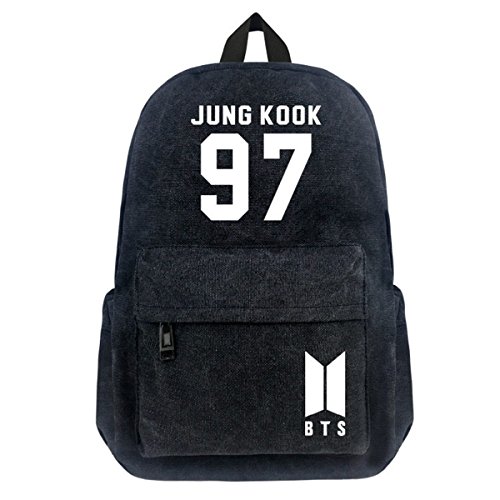 Mochila de lona Meridiaga Kpop BTS Bangtan Boys para adolescentes y niños, multiuso, para viajes y escuela, estilo retro, JUNG KOOK 97