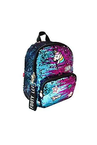 Mochila de unicornio para Niñas | Mochila con lentejuelas reversibles azul y morado