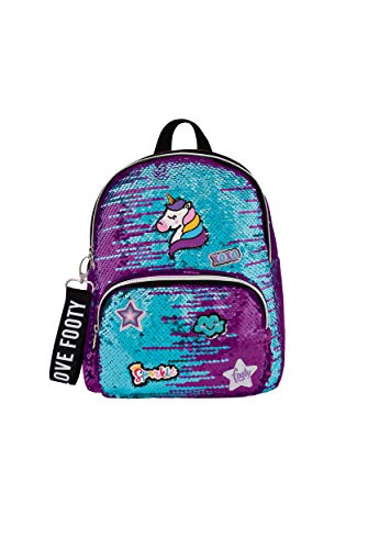 Mochila de unicornio para Niñas | Mochila con lentejuelas reversibles azul y morado