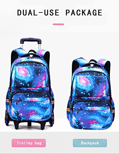 Mochila Escolar con Ruedas Trolley Bag Equipaje Infantil Mochilas Carro Infantiles Bolsas Escolares Tipo Casual Escuela Cabina Niños Galaxia 6 Rondas