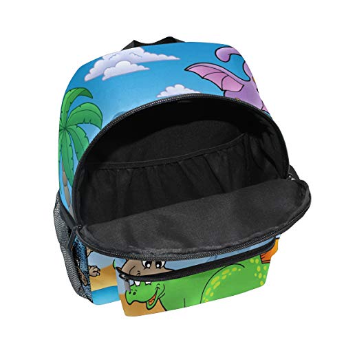 Mochila Escolar para niños con Correa de Pecho, Dinosaurio Animal y volcán para Estudiantes, Bolsa de Libros para niños y niñas Azul Dinosaurio 017 Talla única