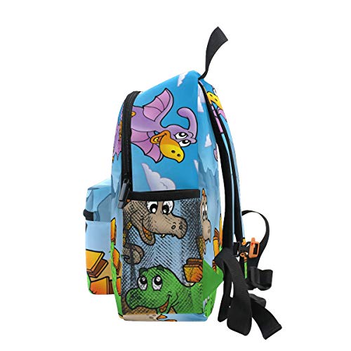 Mochila Escolar para niños con Correa de Pecho, Dinosaurio Animal y volcán para Estudiantes, Bolsa de Libros para niños y niñas Azul Dinosaurio 017 Talla única