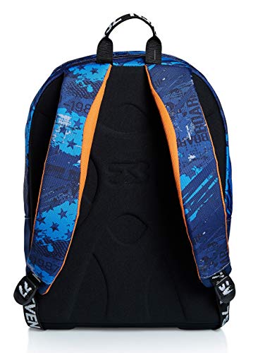 Mochila Extra Fit Seven, Fly Stars, Azul, con Power Bank Incluido, Escuela y Tiempo Libre