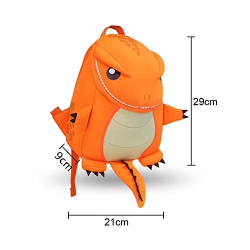 Mochila Infantil 3D Dinosaurio Guardería Bolsas PequeñA Bebé Primaria Bolsa para Niños Viajes,Intemperie,Mini Mochilas para Niños,Bolsa Escuela para Pequeña Bebes(Naranja)