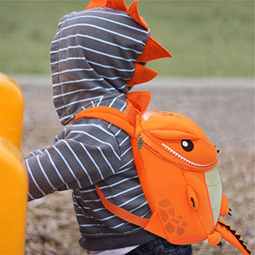 Mochila Infantil 3D Dinosaurio Guardería Bolsas PequeñA Bebé Primaria Bolsa para Niños Viajes,Intemperie,Mini Mochilas para Niños,Bolsa Escuela para Pequeña Bebes(Naranja)